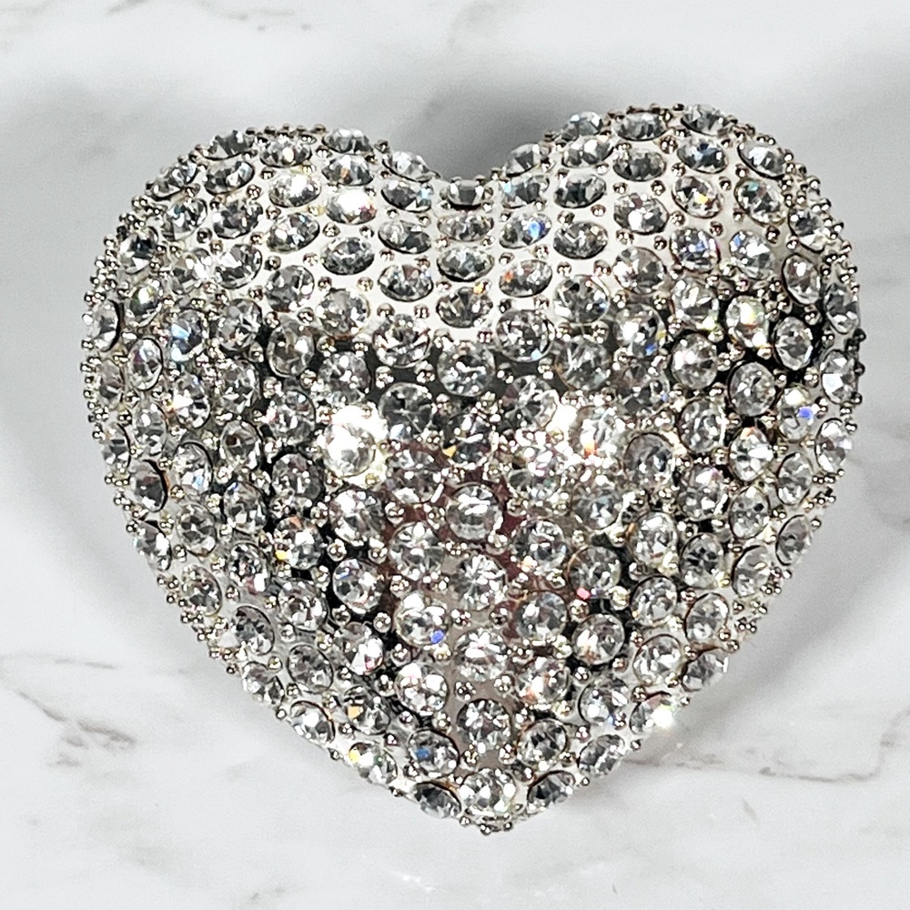 Heart-Shaped Rhinestone Trinket Box - Picture 2 of 10